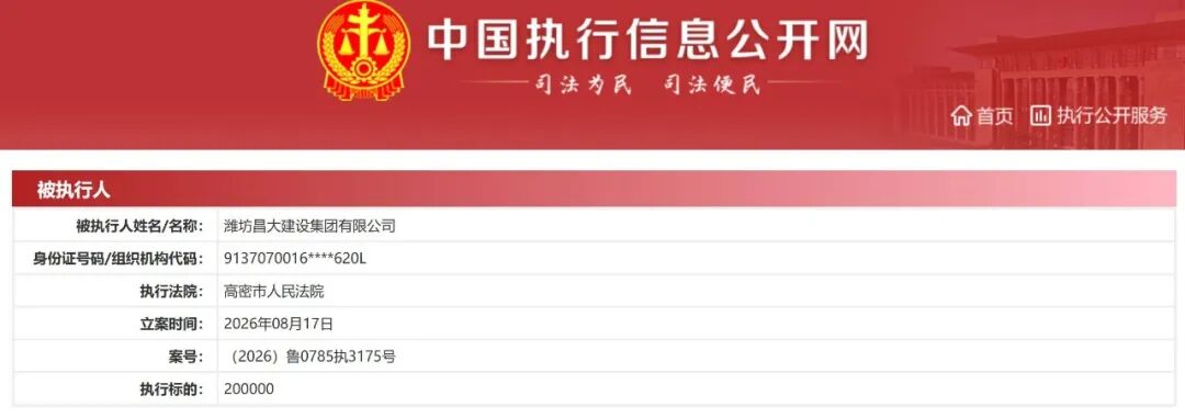 执行法院为潍坊高密市人民法院
